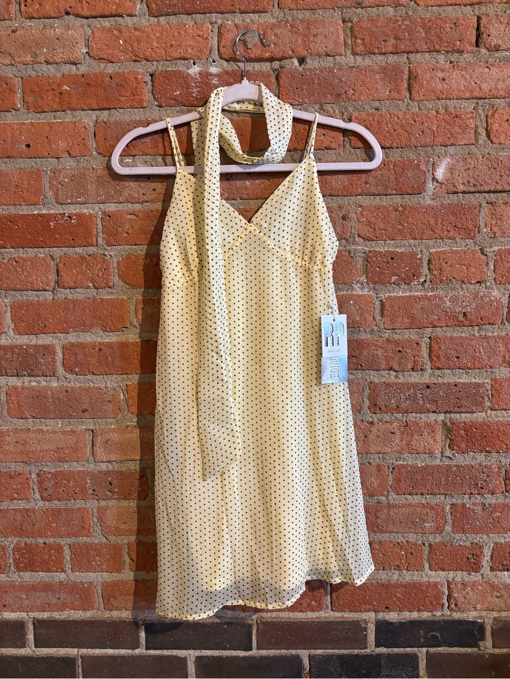 *NWT* Polka Dot Butter Yellow Mini Dress with Scarf